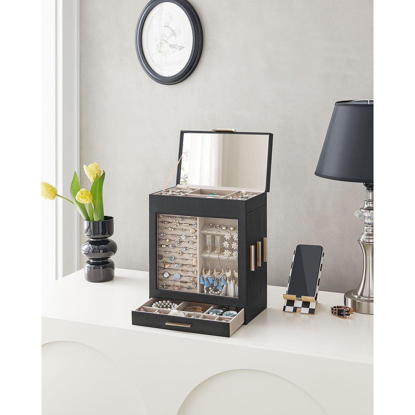 5-Layer Jewelry Box with 3 Side Drawers FredCo