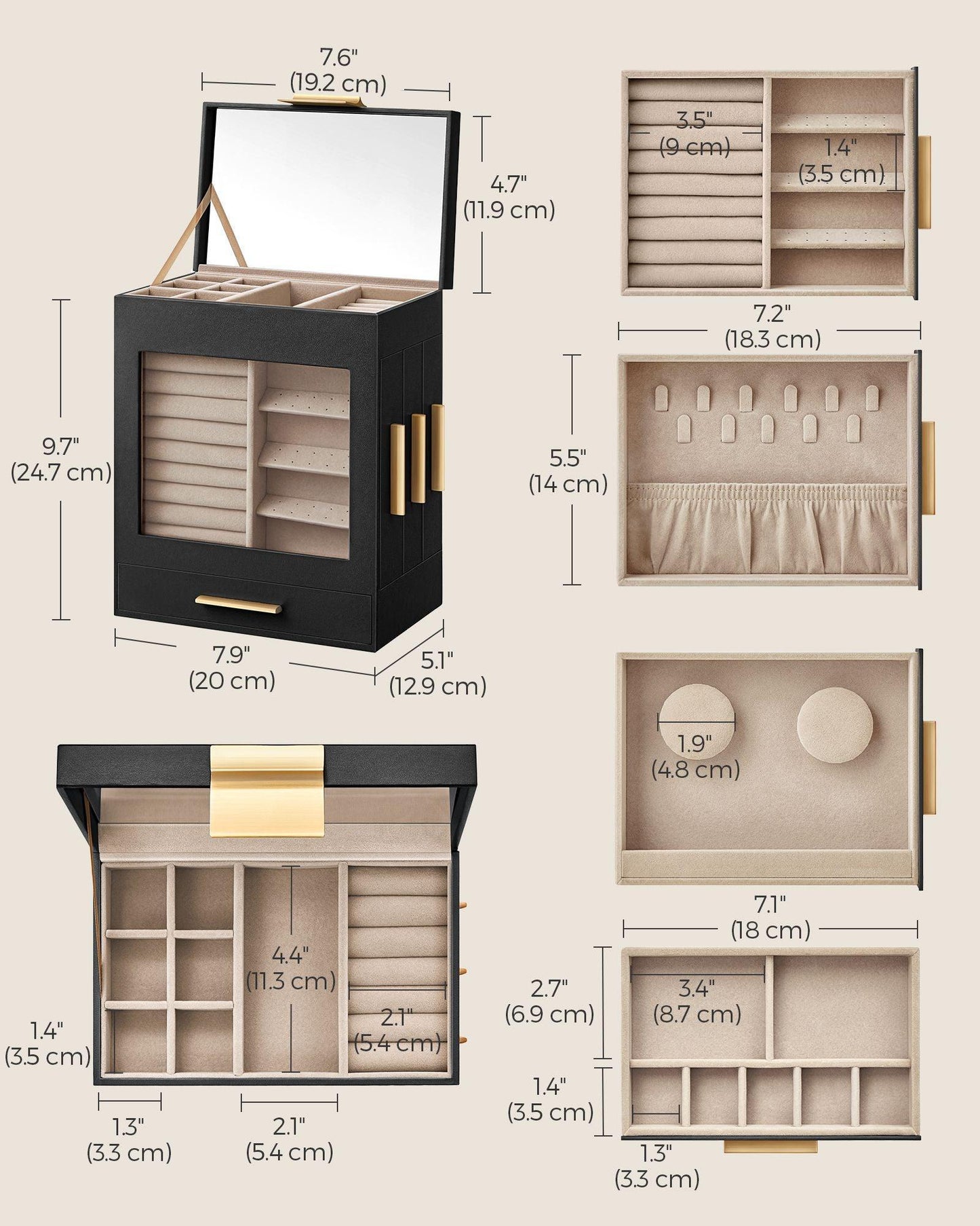 5-Layer Jewelry Organizer Black FredCo
