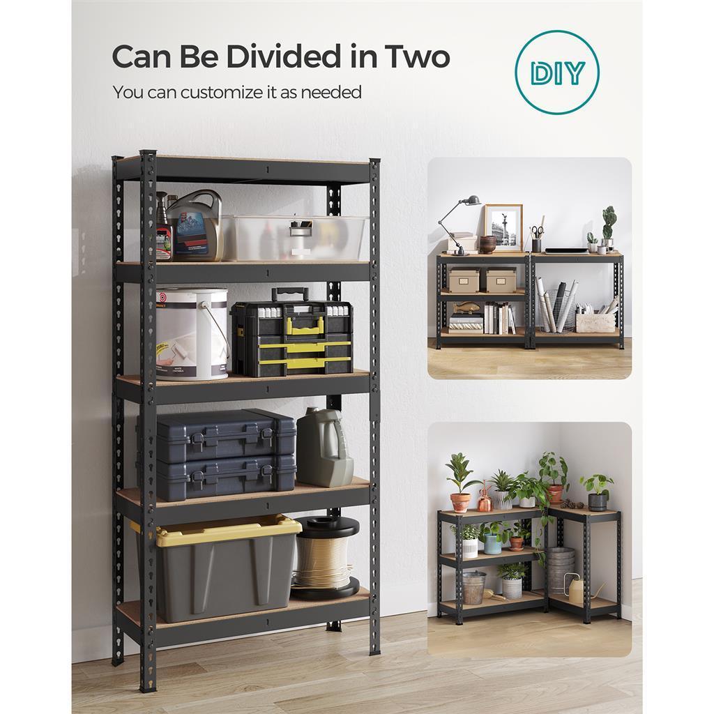 5-Tier Garage Storage Shelves Set Black FredCo