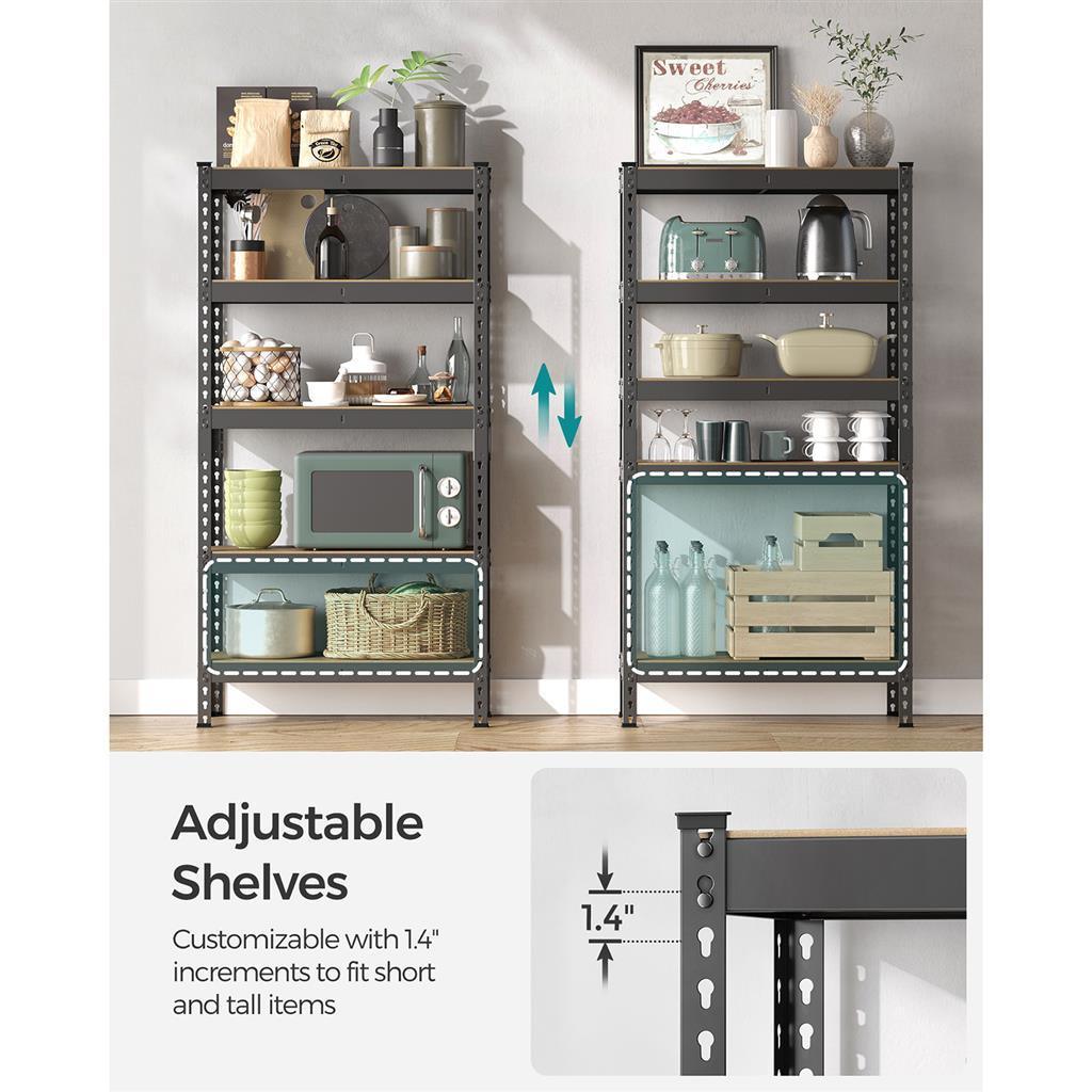 5-Tier Garage Storage Shelves Set Black FredCo