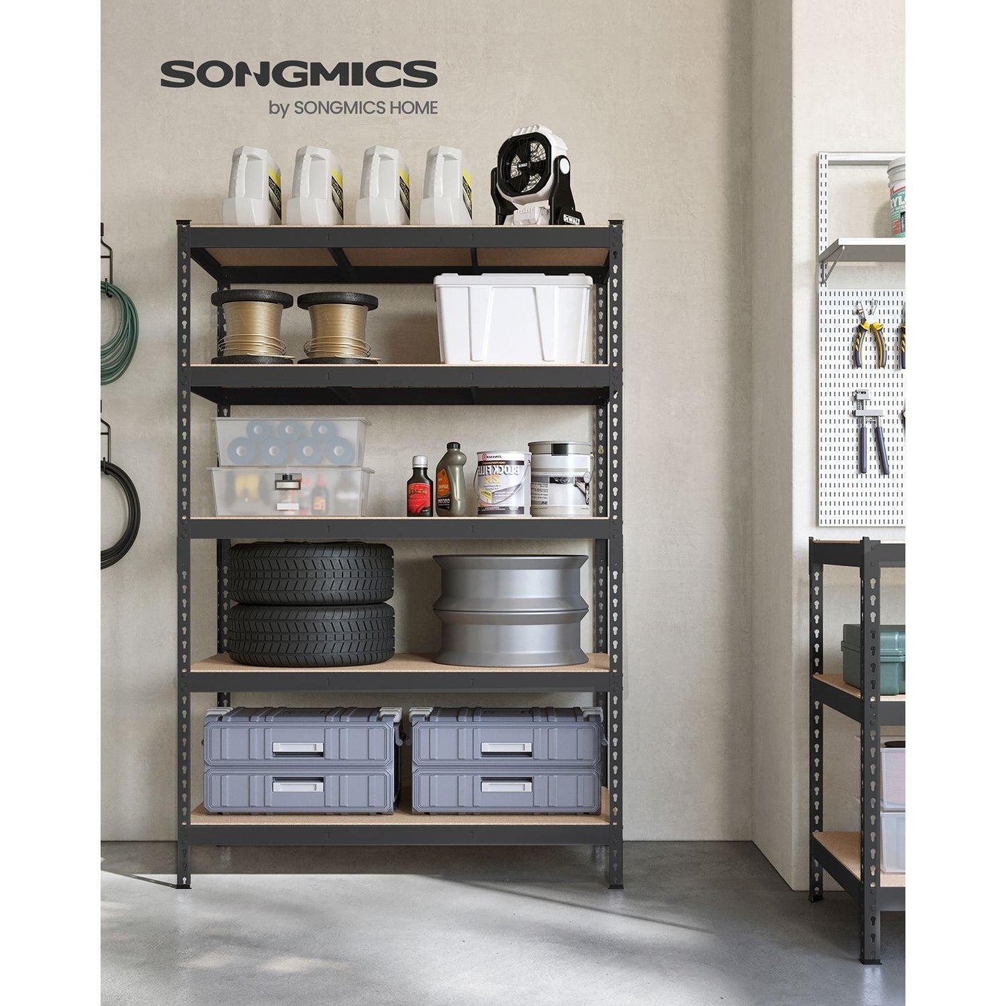 5-Tier Storage Shelves 23.6 x 47.2 x 70.9 Inches Black FredCo