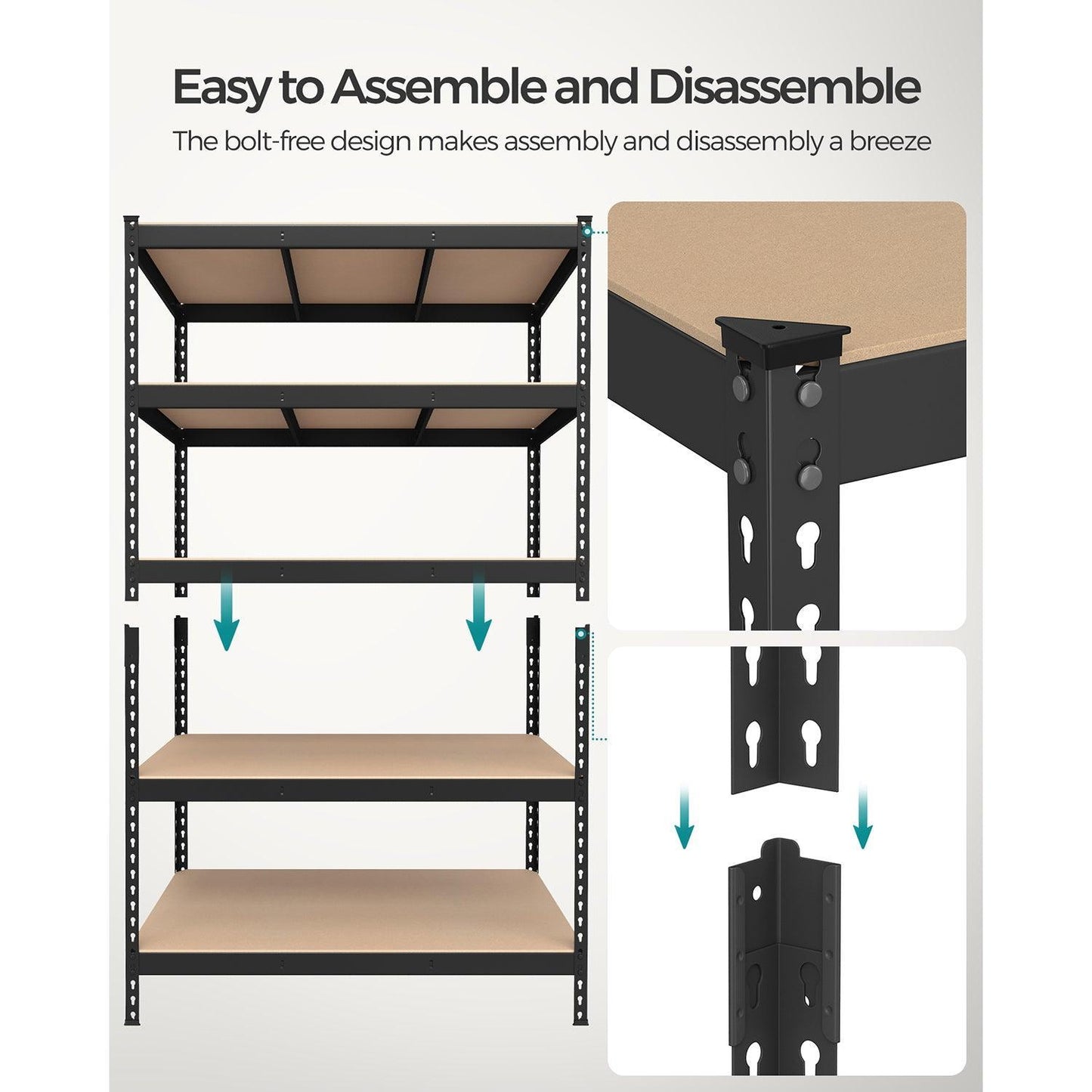 5-Tier Storage Shelves 23.6 x 47.2 x 70.9 Inches Black FredCo