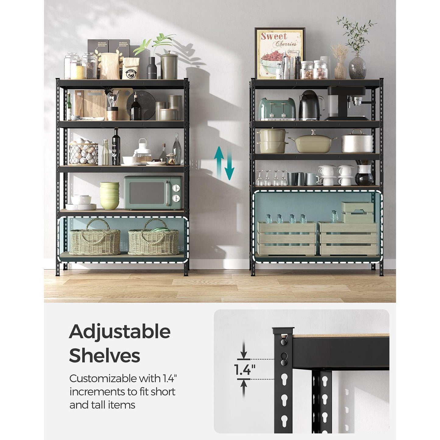 5-Tier Storage Shelves 23.6 x 47.2 x 70.9 Inches Black FredCo