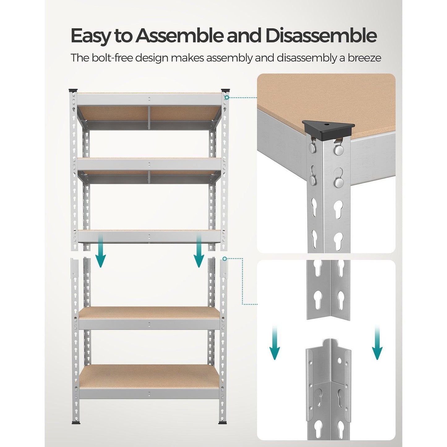 5-Tier Storage Shelves Silver FredCo