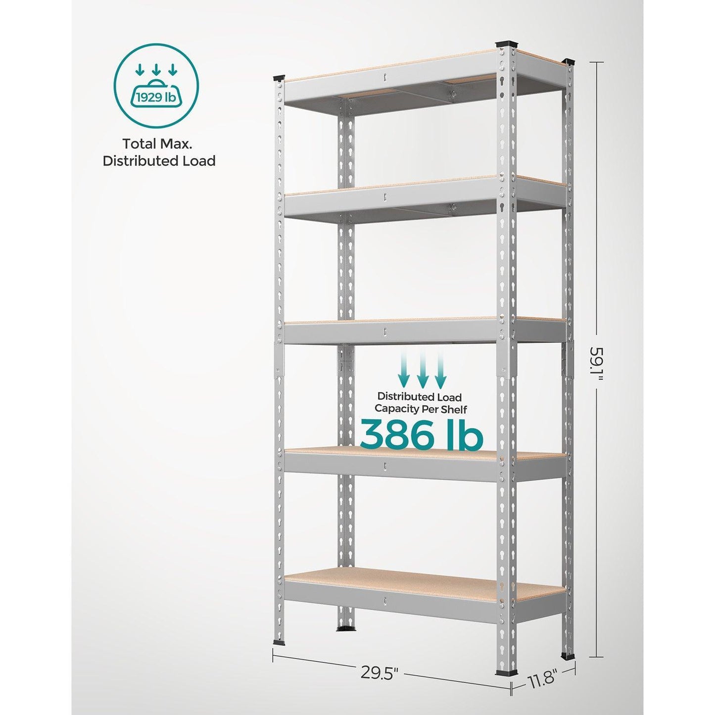 5-Tier Storage Shelves Silver FredCo