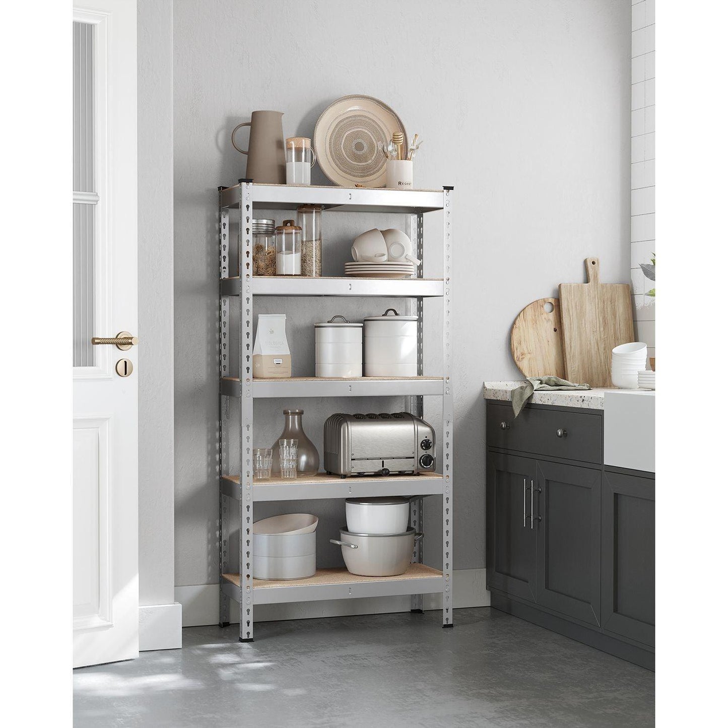 5-Tier Storage Shelves Silver FredCo