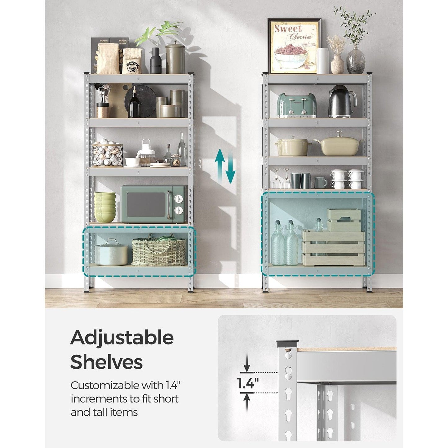 5-Tier Storage Shelves Silver FredCo