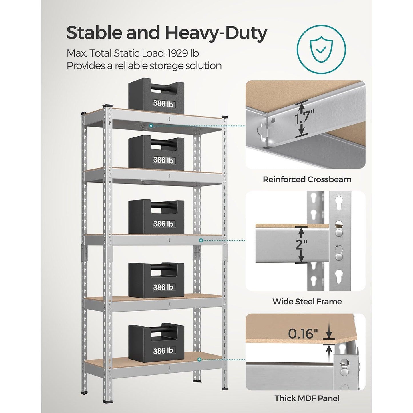 5-Tier Storage Shelves Silver FredCo