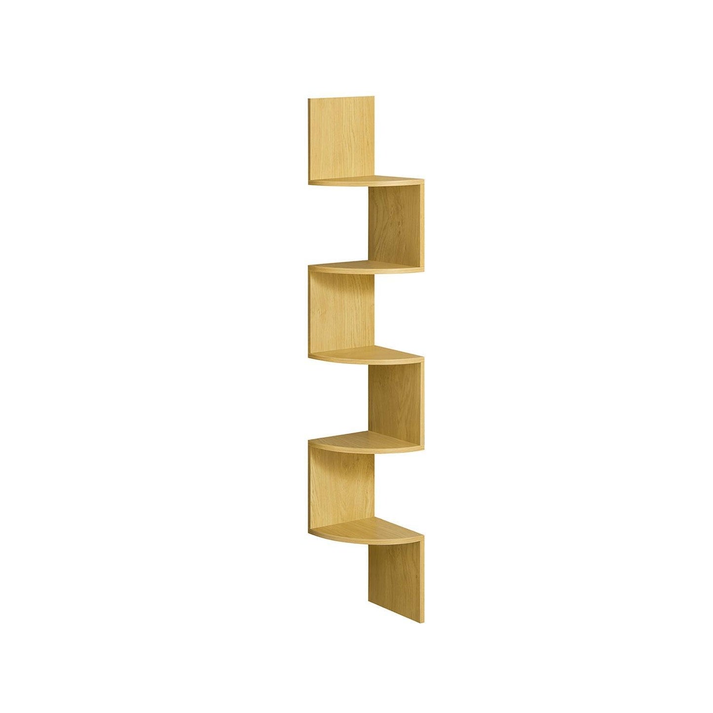 5-Tier Wall-Mounted Corner Shelf Natural Oak FredCo
