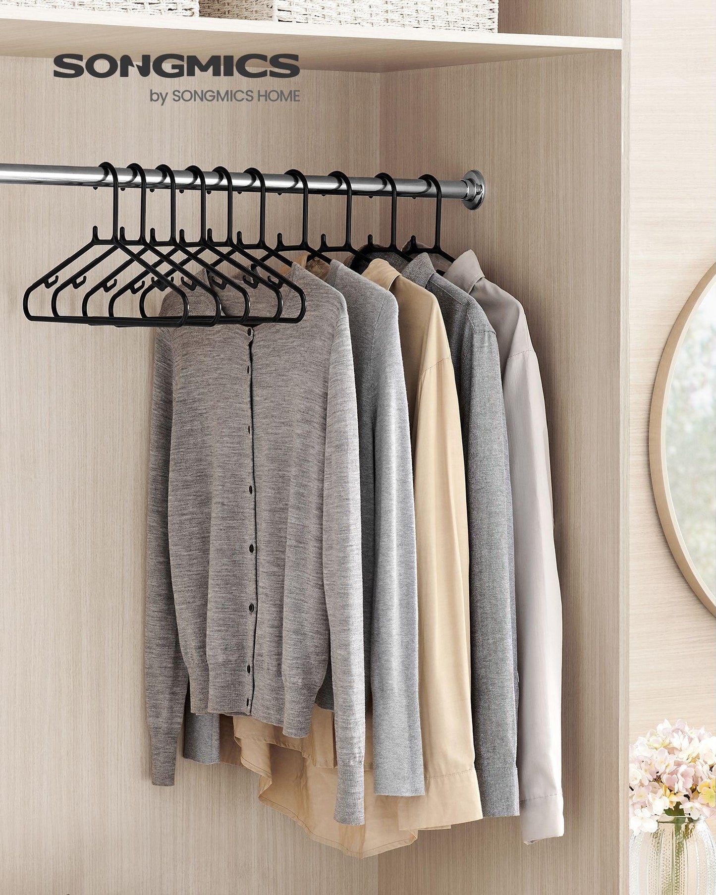 50-Pack Plastic Clothes Hangers Black FredCo