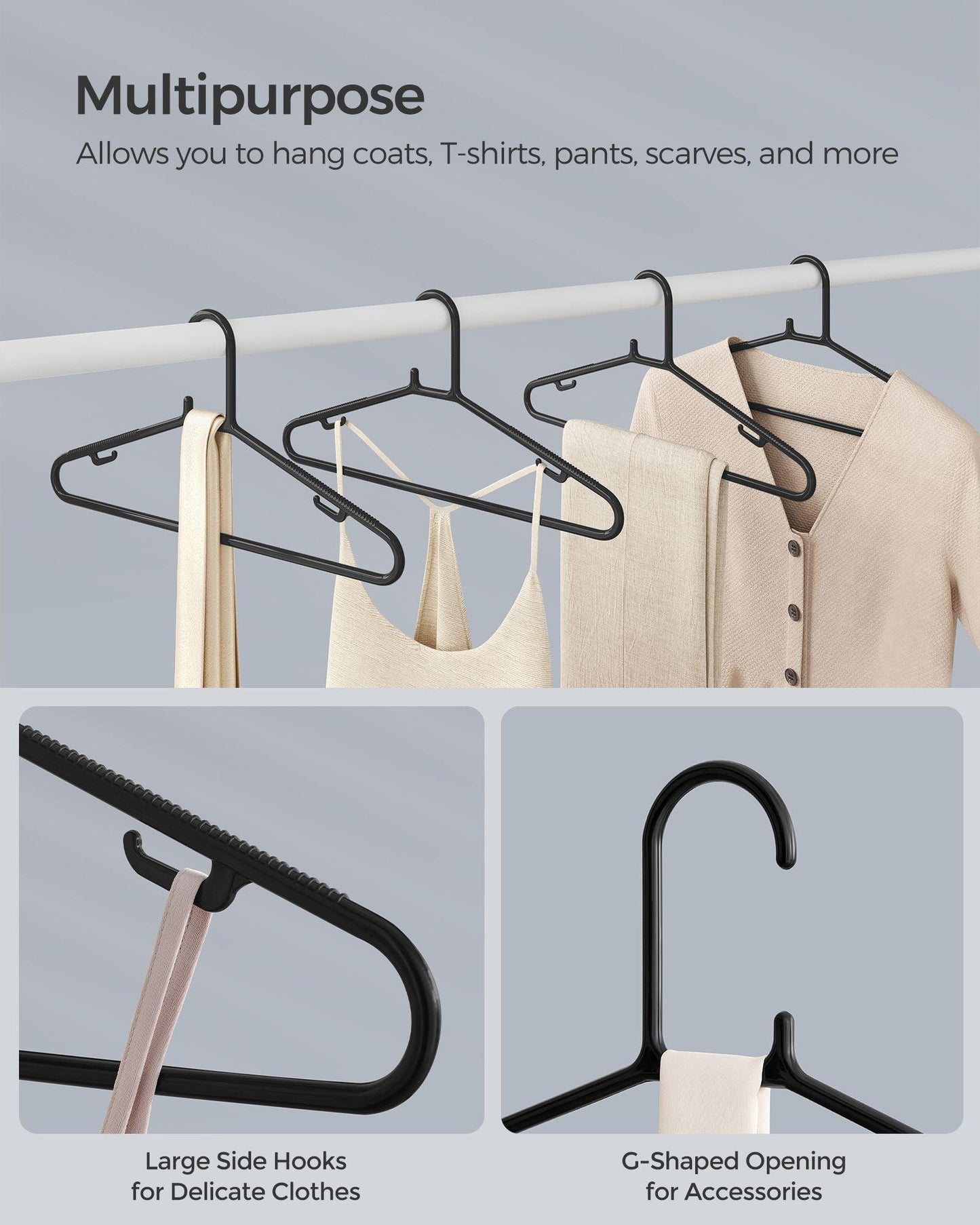 50-Pack Plastic Clothes Hangers Black FredCo