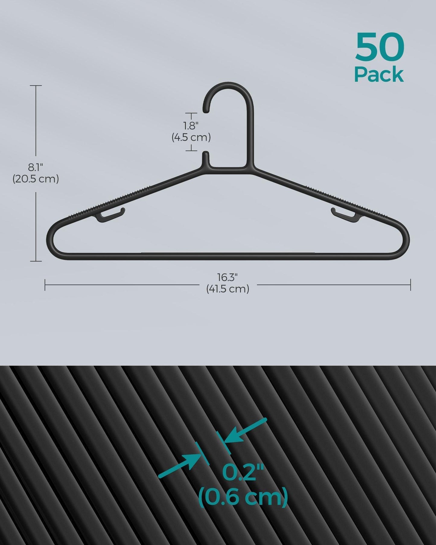 50-Pack Plastic Clothes Hangers Black FredCo