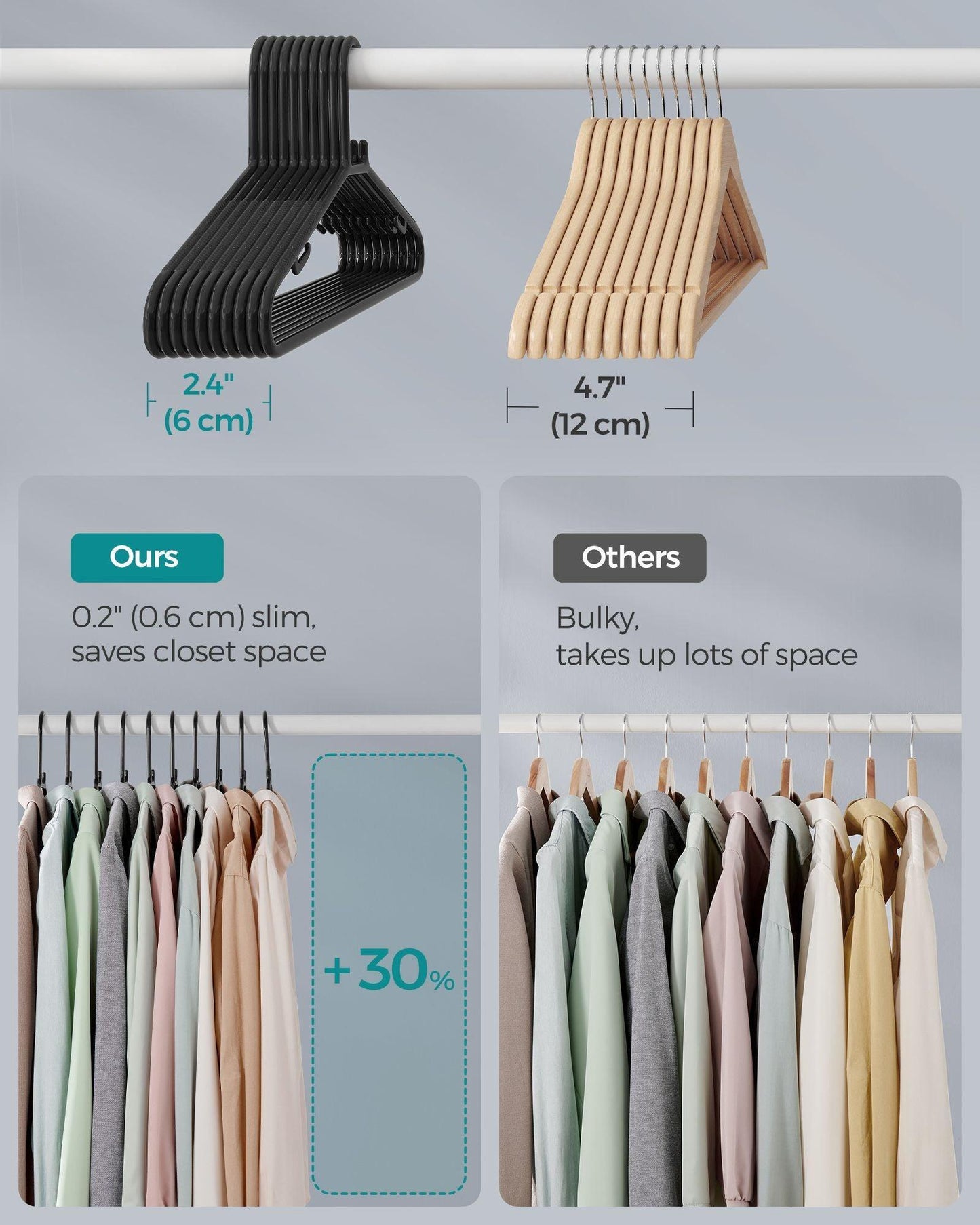 50-Pack Plastic Clothes Hangers Black FredCo