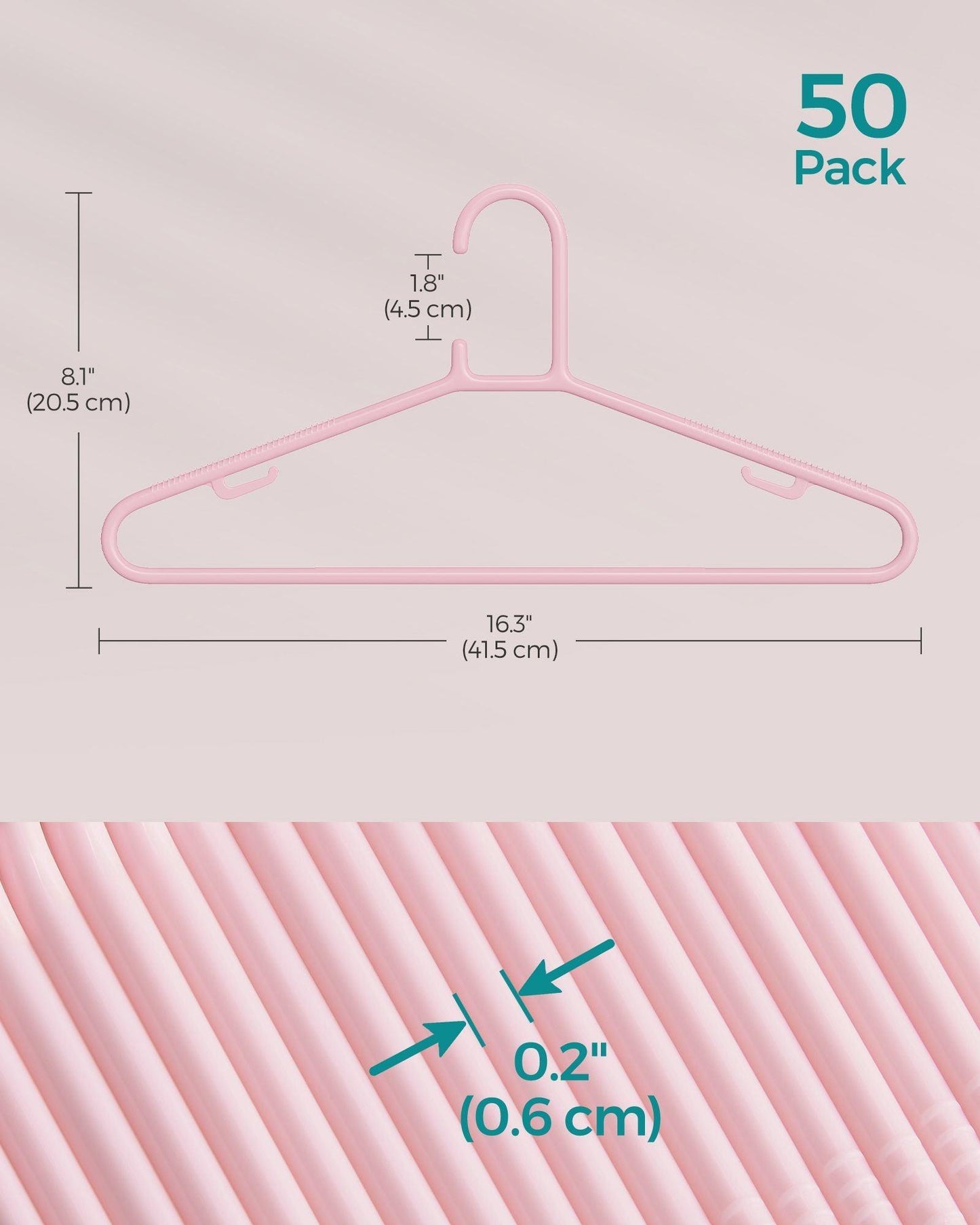 50-Pack Plastic Clothes Hangers Jelly Pink FredCo