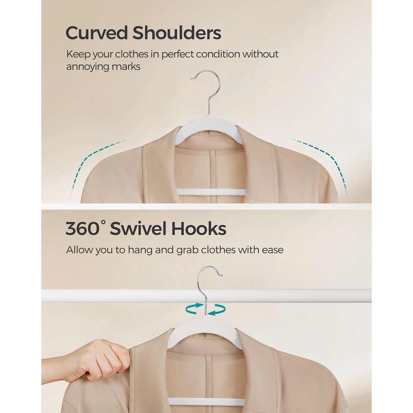50-Pack Velvet Hangers White FredCo