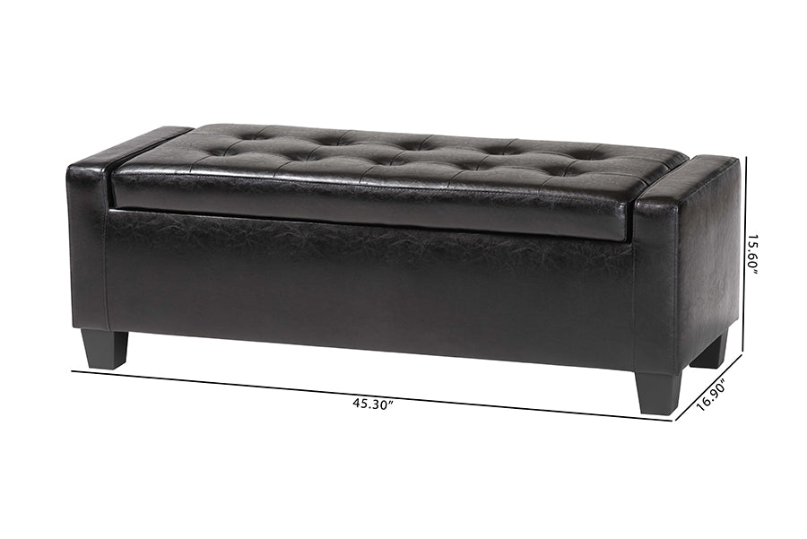 Baxton Studio Manchester Black Ottoman