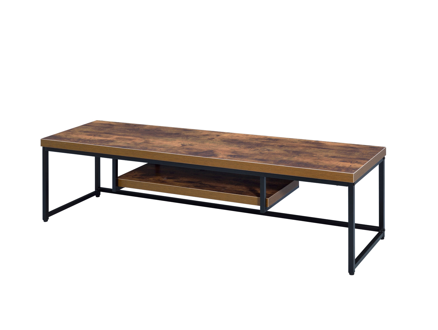 59" Bob Weathered Oak & Black Metal Finish TV Stand FredCo