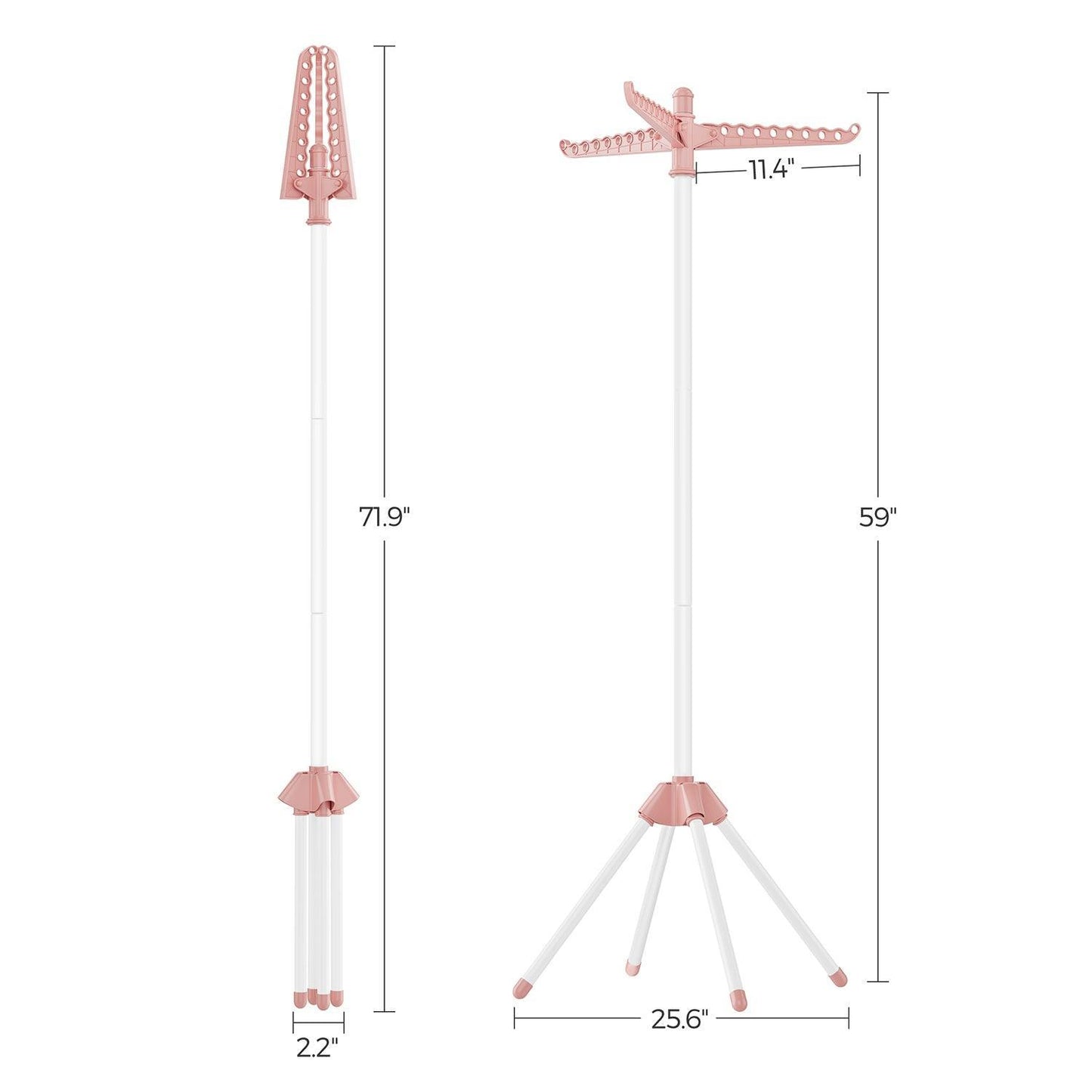 59-Inch Clothes Drying Rack Pink and White FredCo