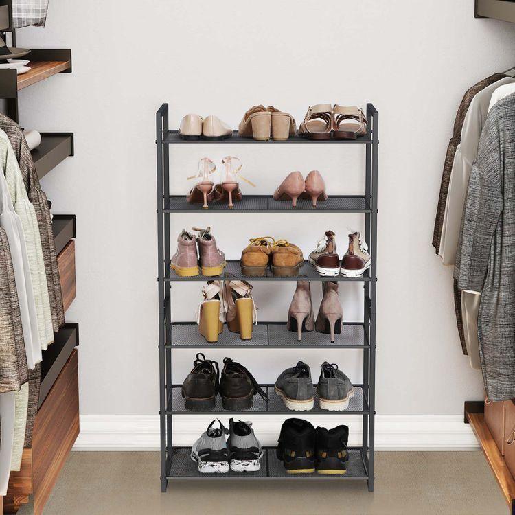6 Tier Shoe Rack Gray 28 Inch FredCo