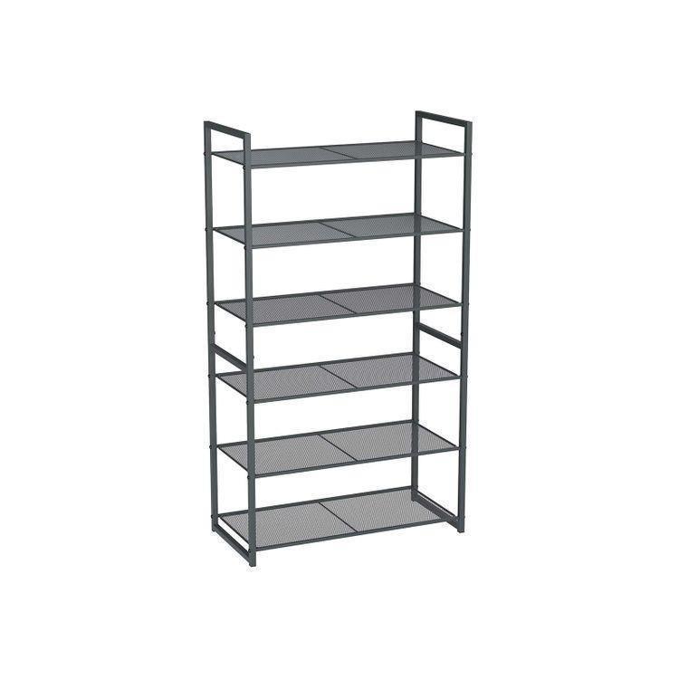 6 Tier Shoe Rack Gray 28 Inch FredCo
