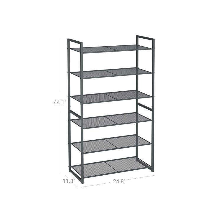 6 Tier Shoe Rack Gray 28 Inch FredCo
