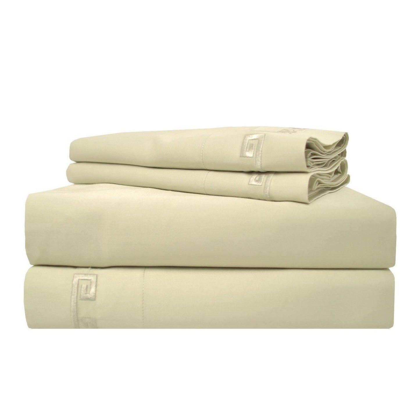 600-Thread Count 100% Egyptian Cotton Greek Key Deep Pocket Sheet Set FredCo