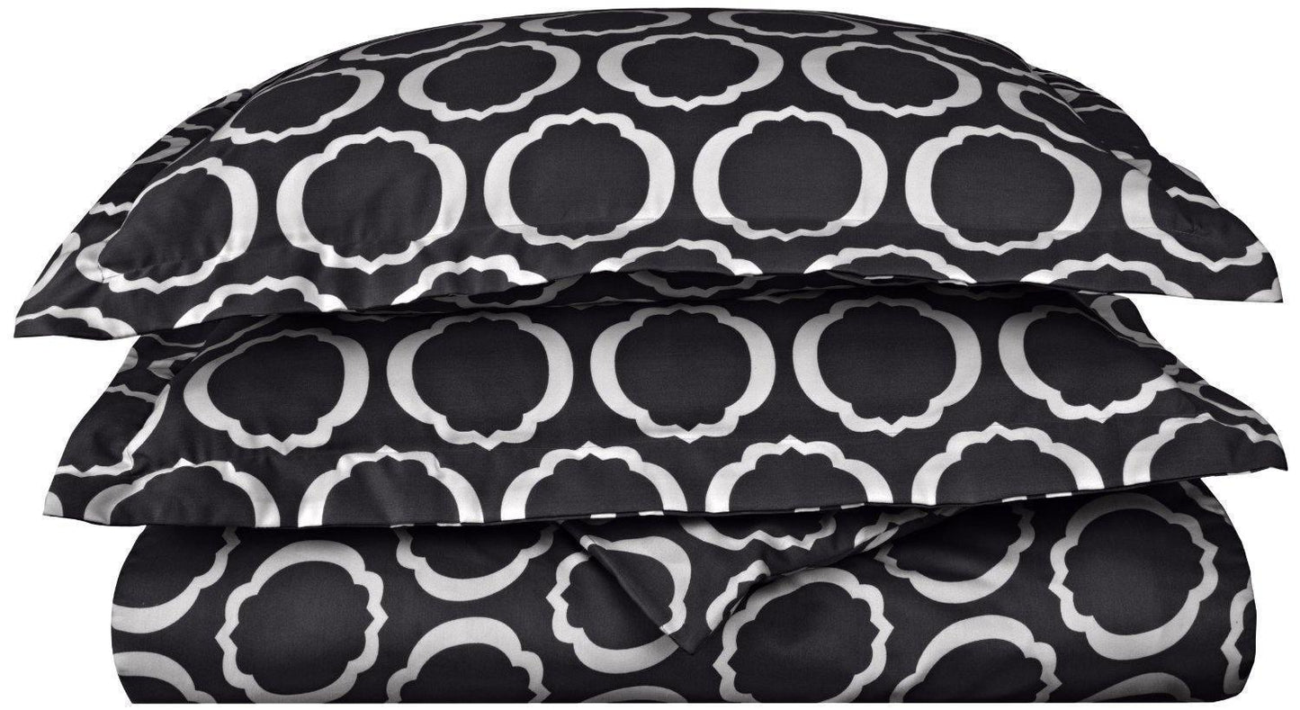600-Thread Count Cotton-Blend Ultra-Soft Geometric Duvet Cover Set FredCo