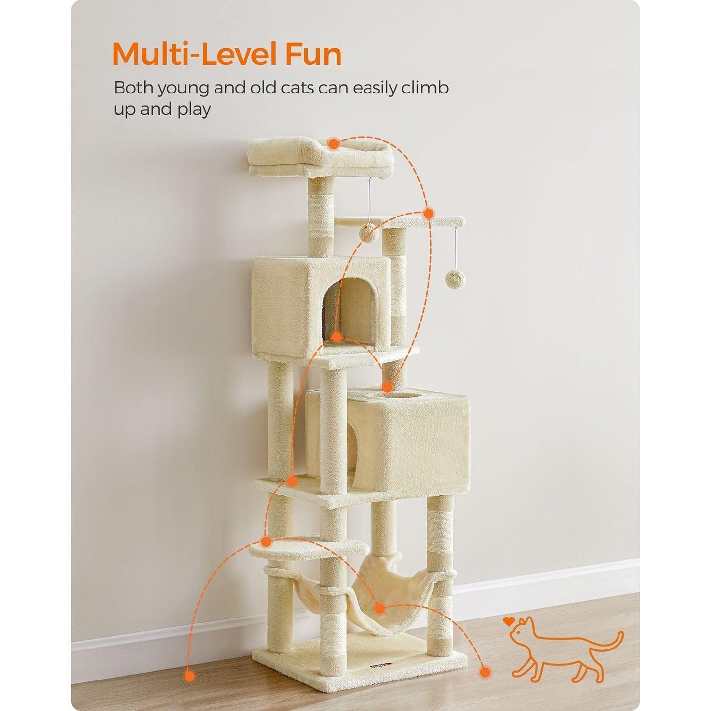 61-Inch Cat Tree Beige FredCo
