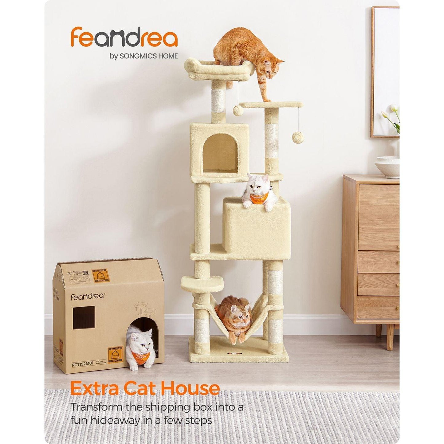 61-Inch Cat Tree Beige FredCo