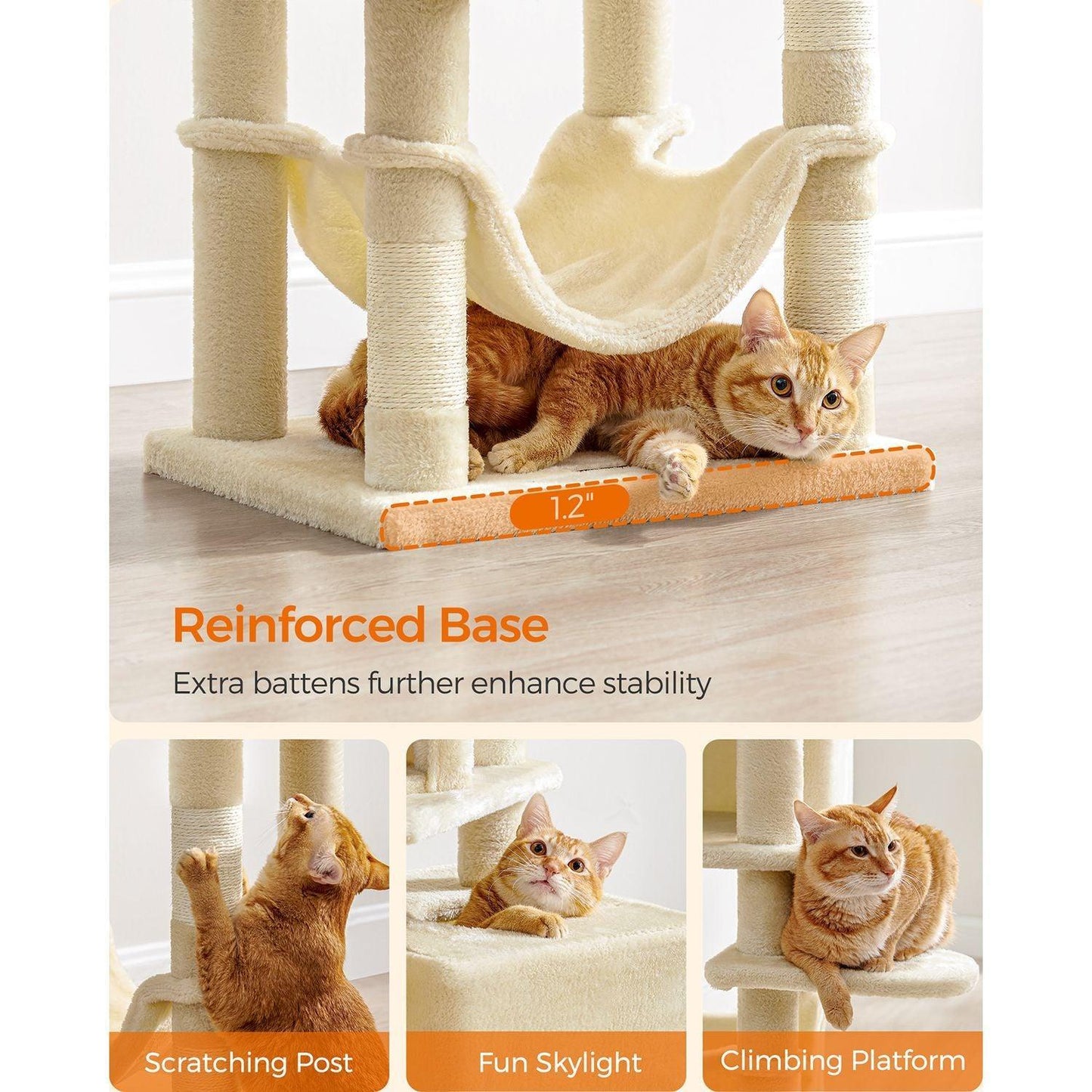 61-Inch Cat Tree Beige FredCo