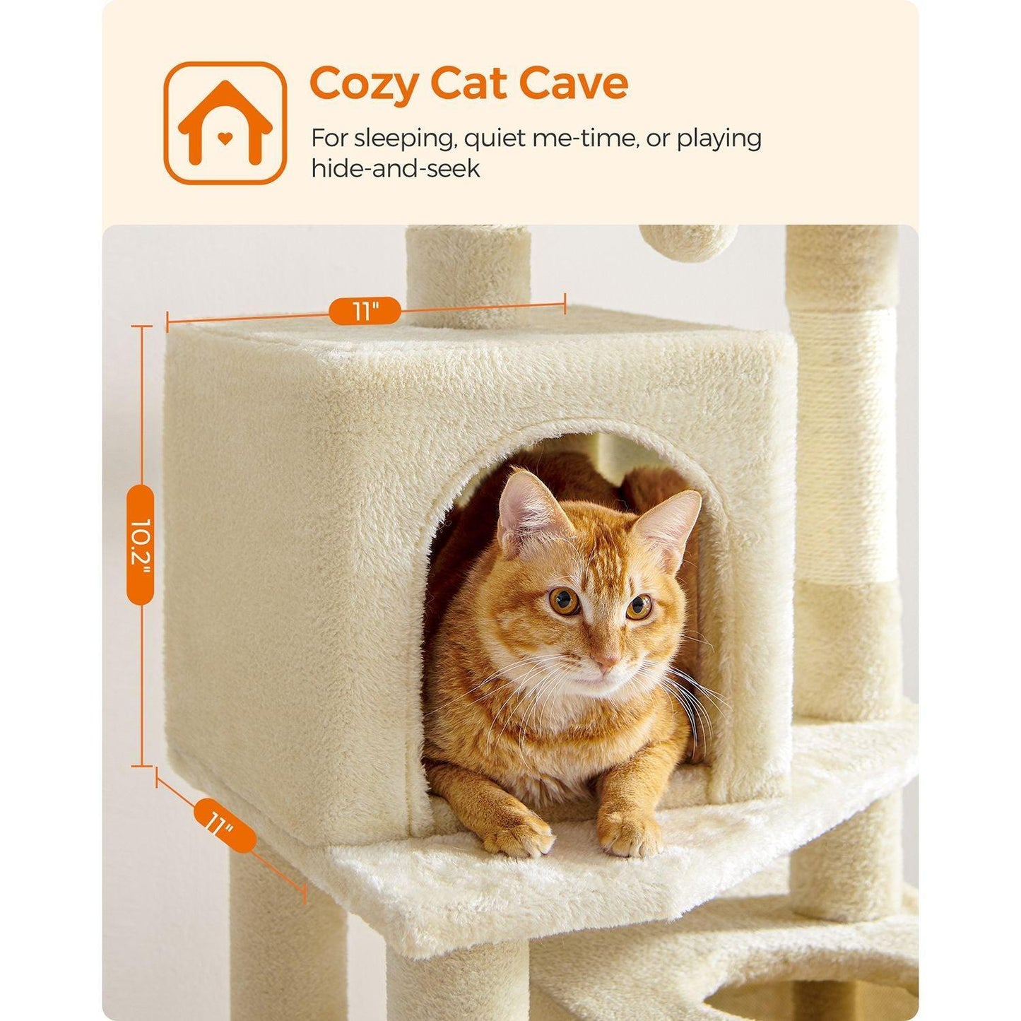61-Inch Cat Tree Beige FredCo