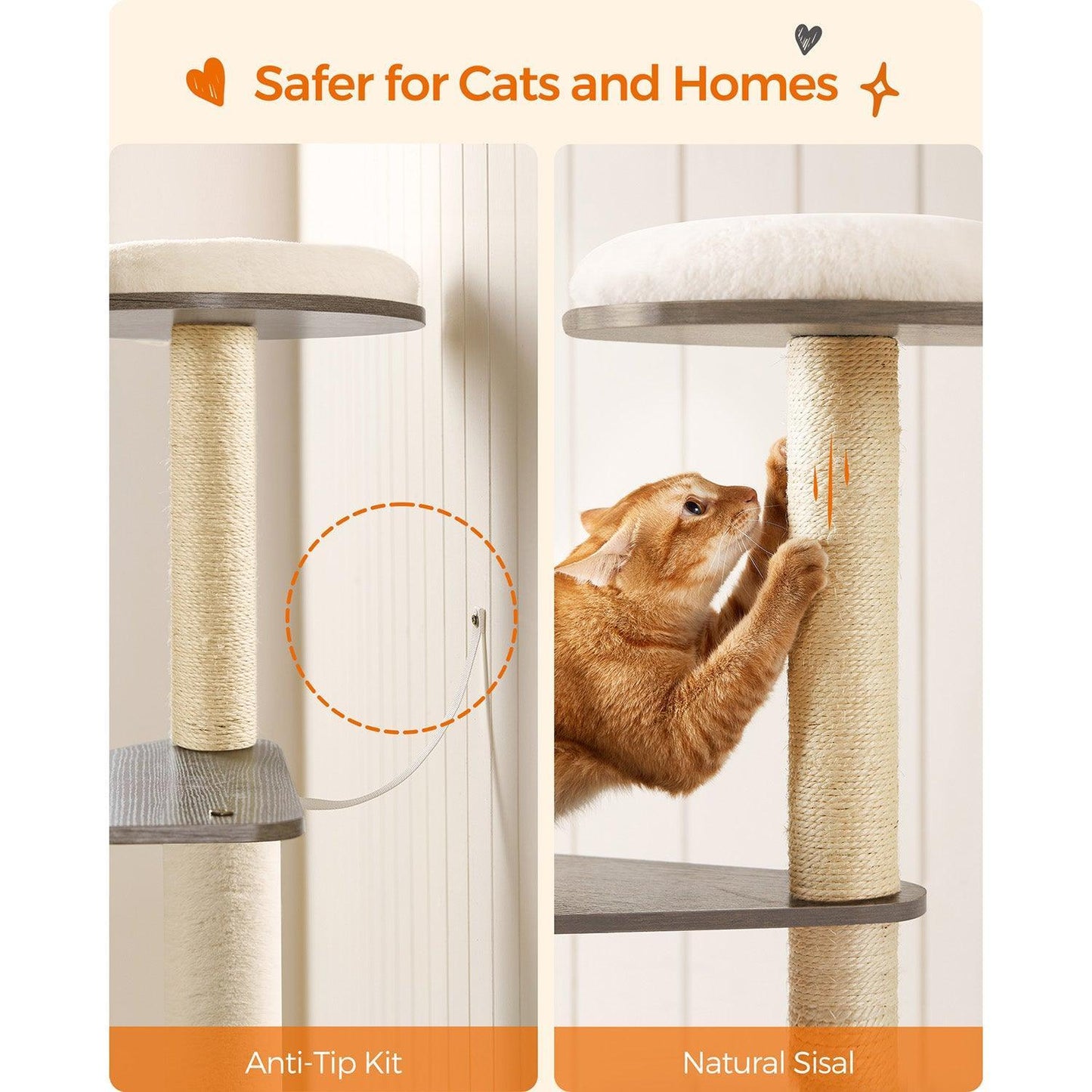 65-Inch Modern Cat Tower FredCo