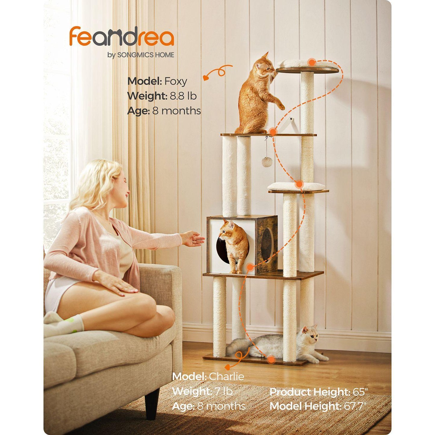65-Inch WoodyWonders Cat Tree FredCo