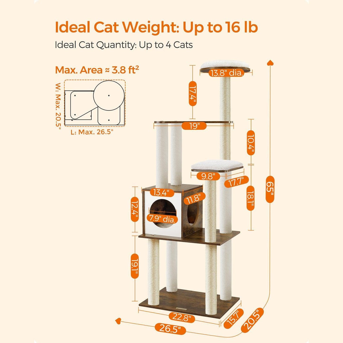 65-Inch WoodyWonders Cat Tree FredCo