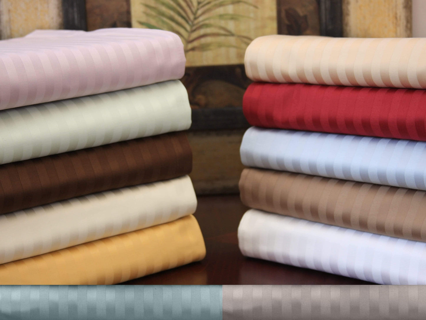 650-Thread Count 100% Egyptian Cotton Plush Striped Pillowcase Set FredCo