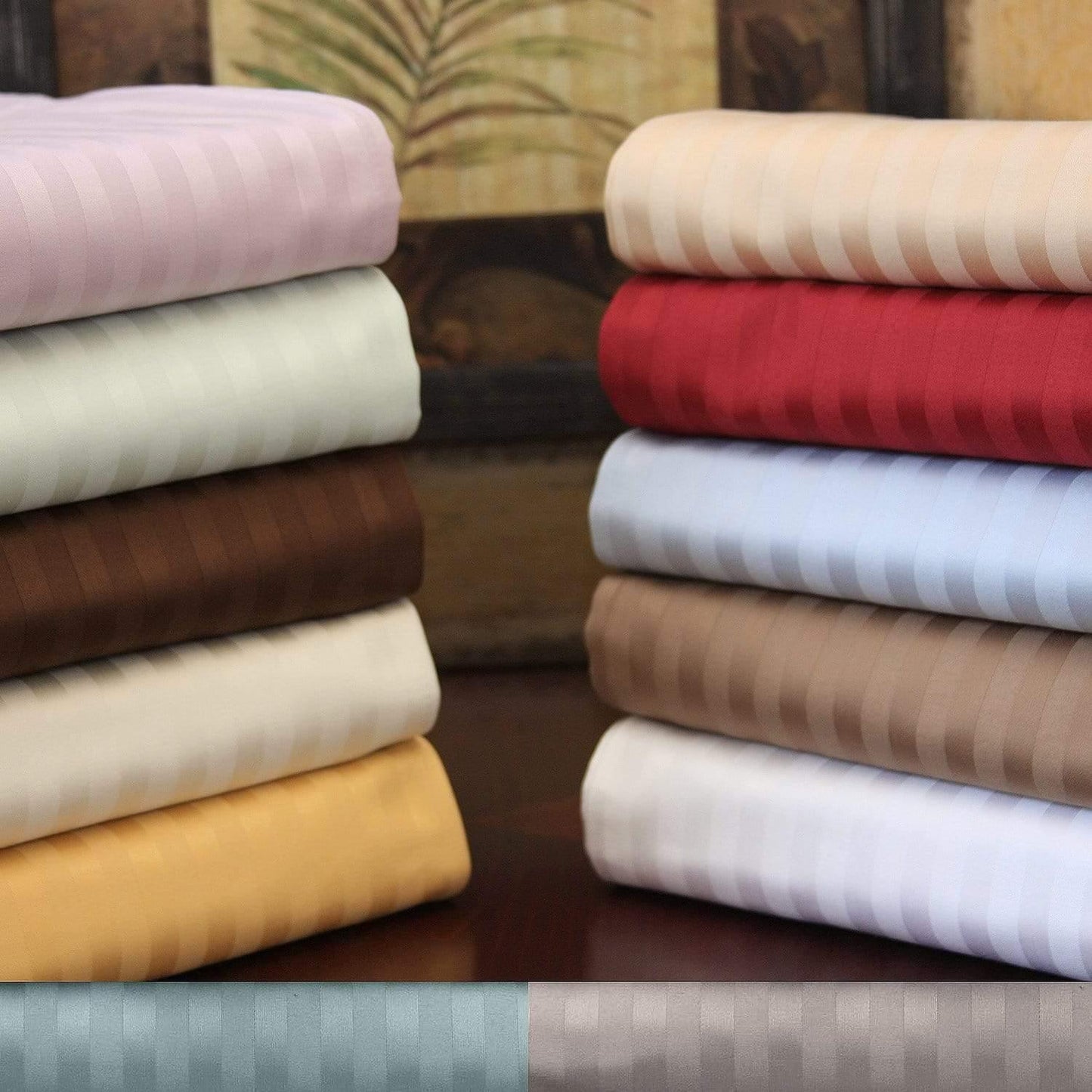 650-Thread Count 100% Egyptian Cotton Plush Striped Pillowcase Set FredCo