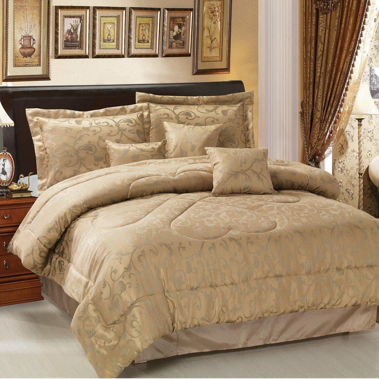 7-Piece Bedding Set, Comforter, Shams and Decorative Pillows FredCo