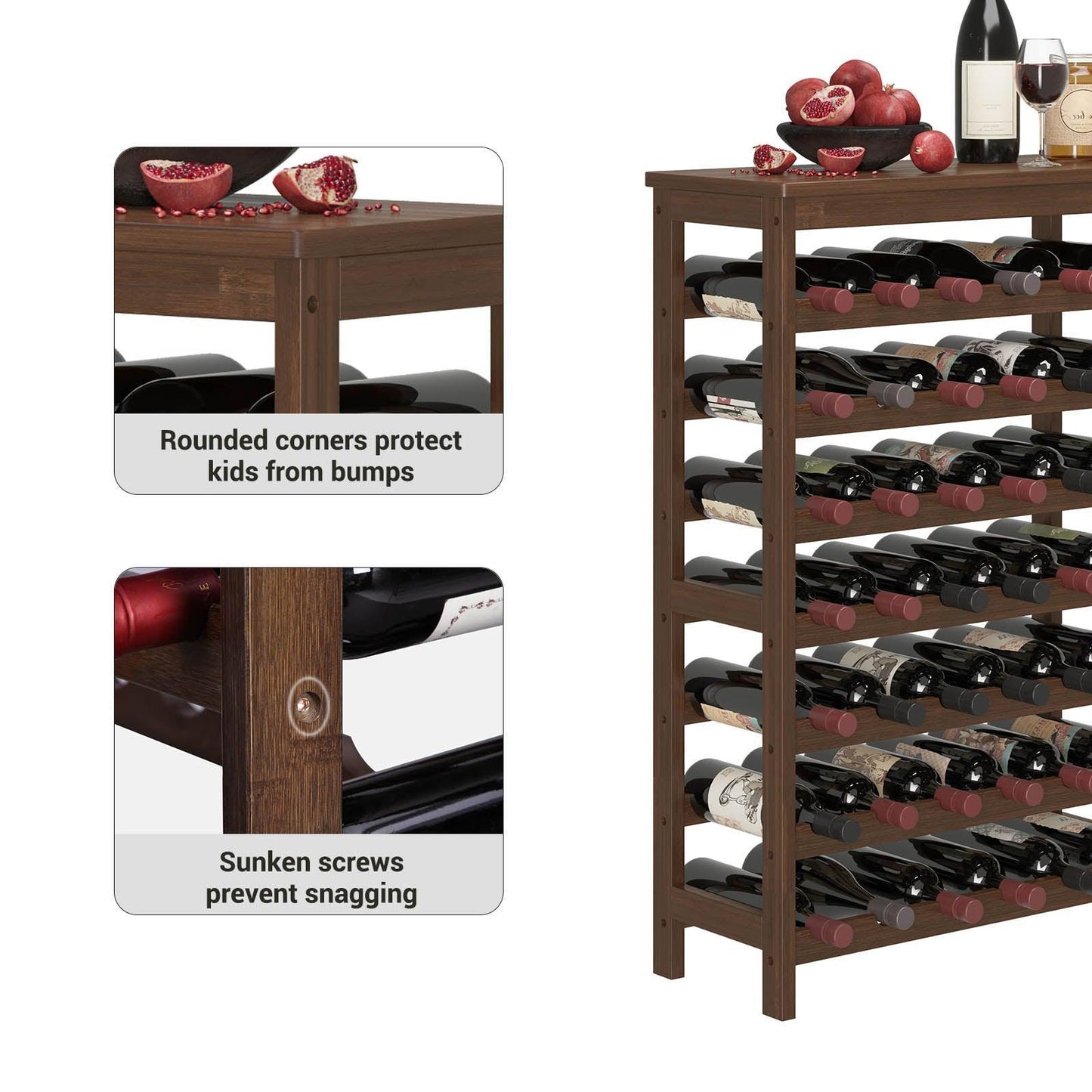 7-Tier Freestanding Wine Rack with Table Top FredCo