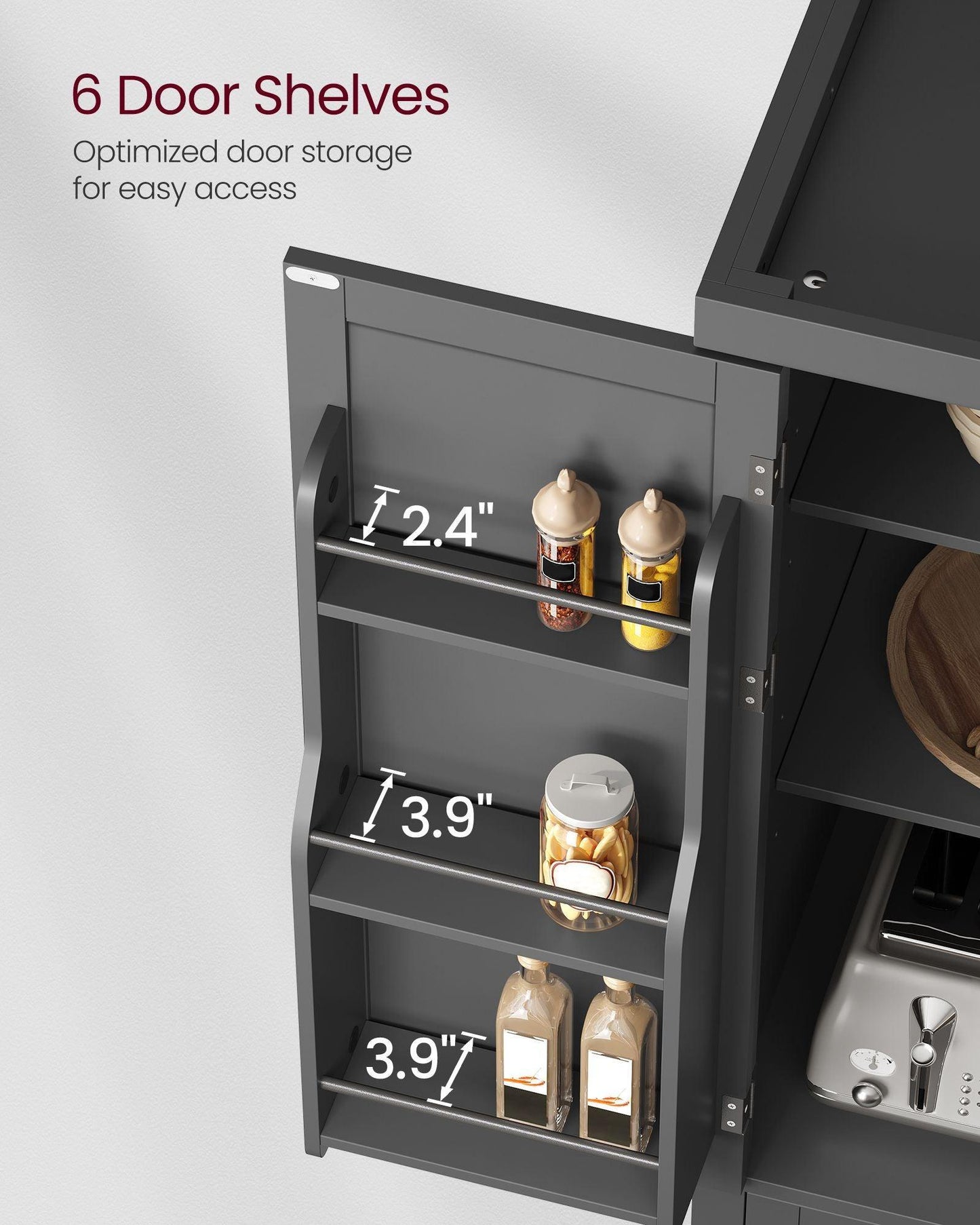 71.9" Tall Kitchen Pantry Storage Cabinet Ink Black FredCo