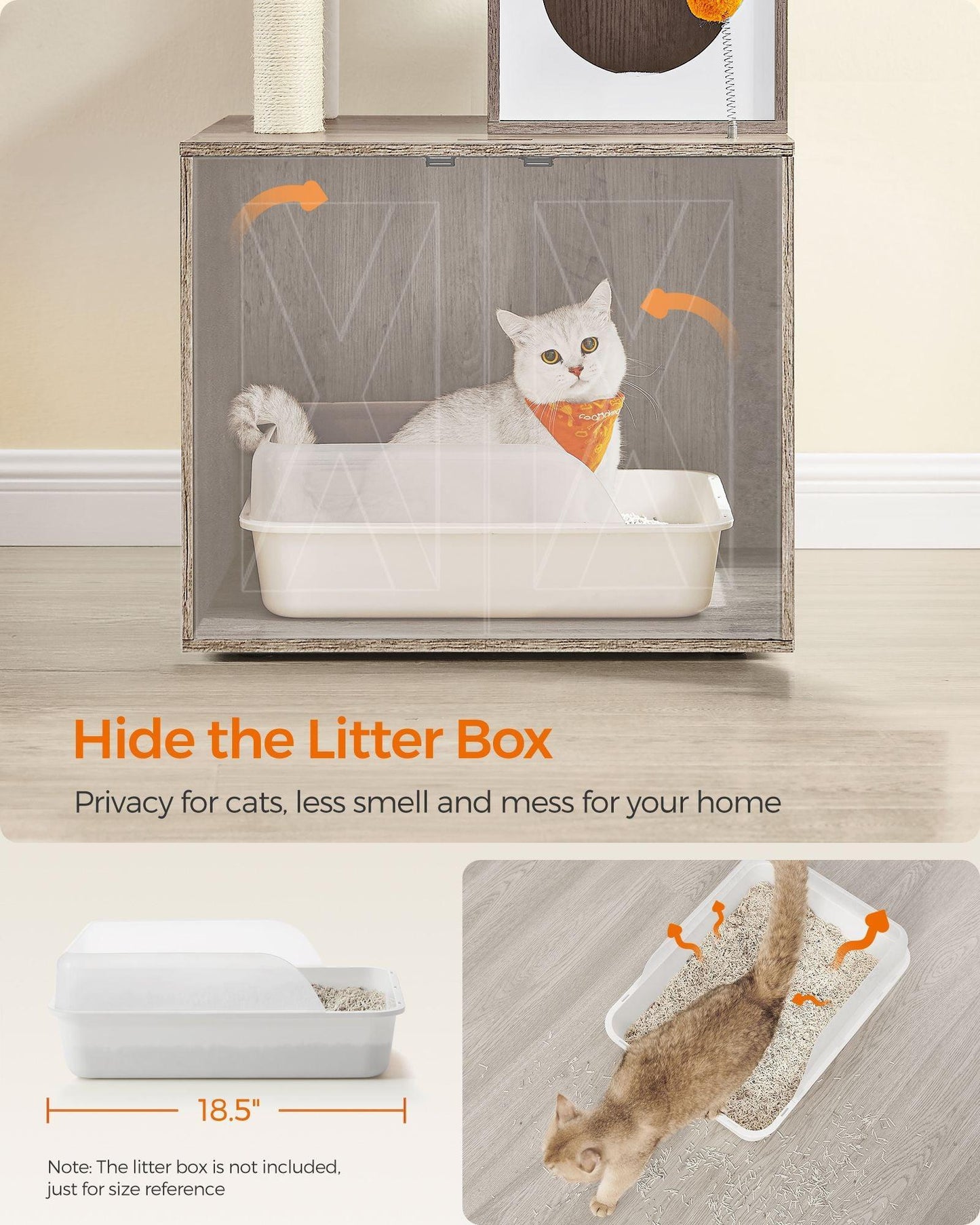 72.8-Inch Tall Cat Tree with Litter Box Enclosure FredCo