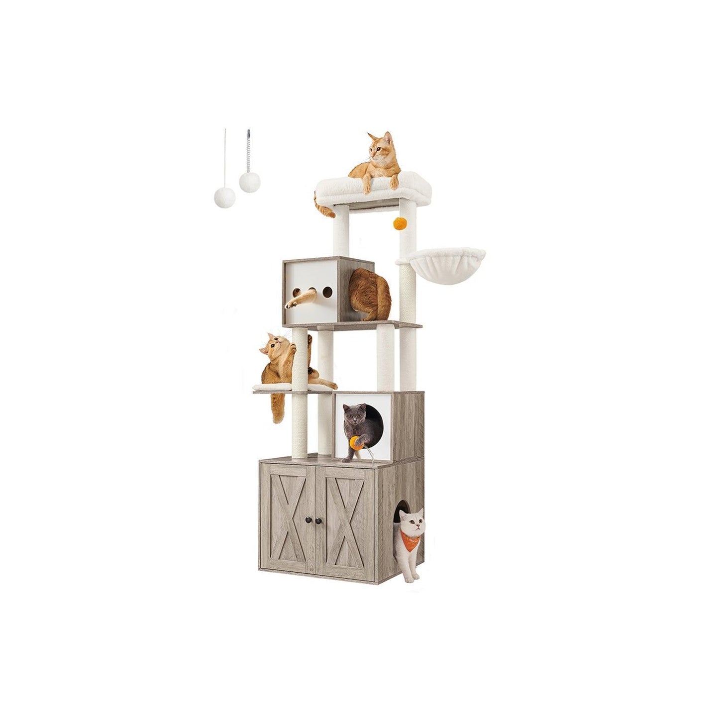 72.8-Inch Tall Cat Tree with Litter Box Enclosure FredCo
