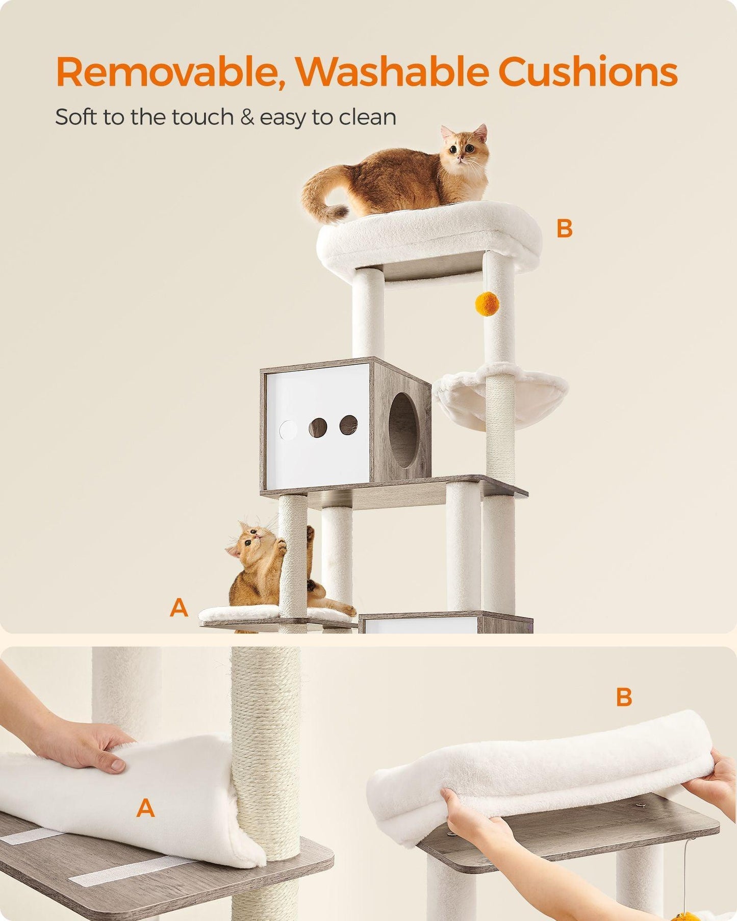 72.8-Inch Tall Cat Tree with Litter Box Enclosure FredCo