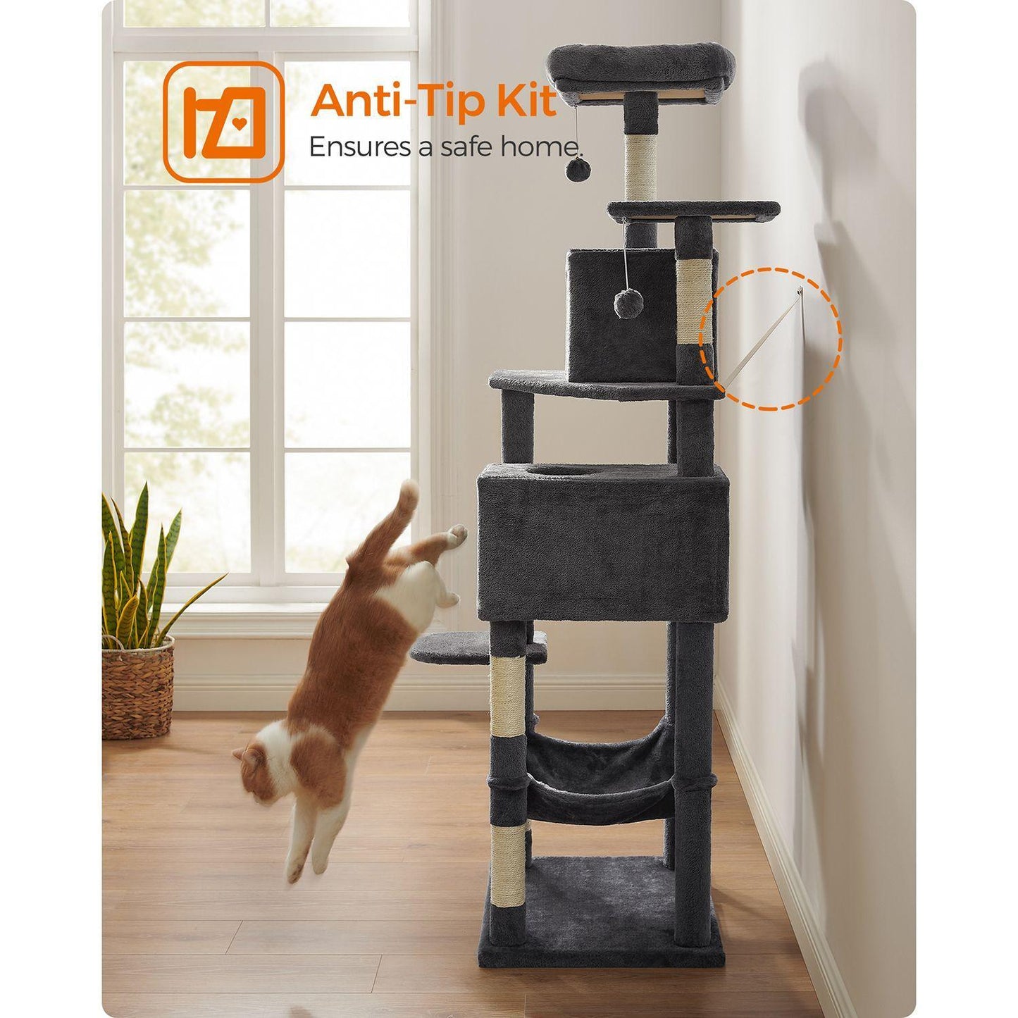75.2-Inch Large Cat Tree Smoky Gray FredCo