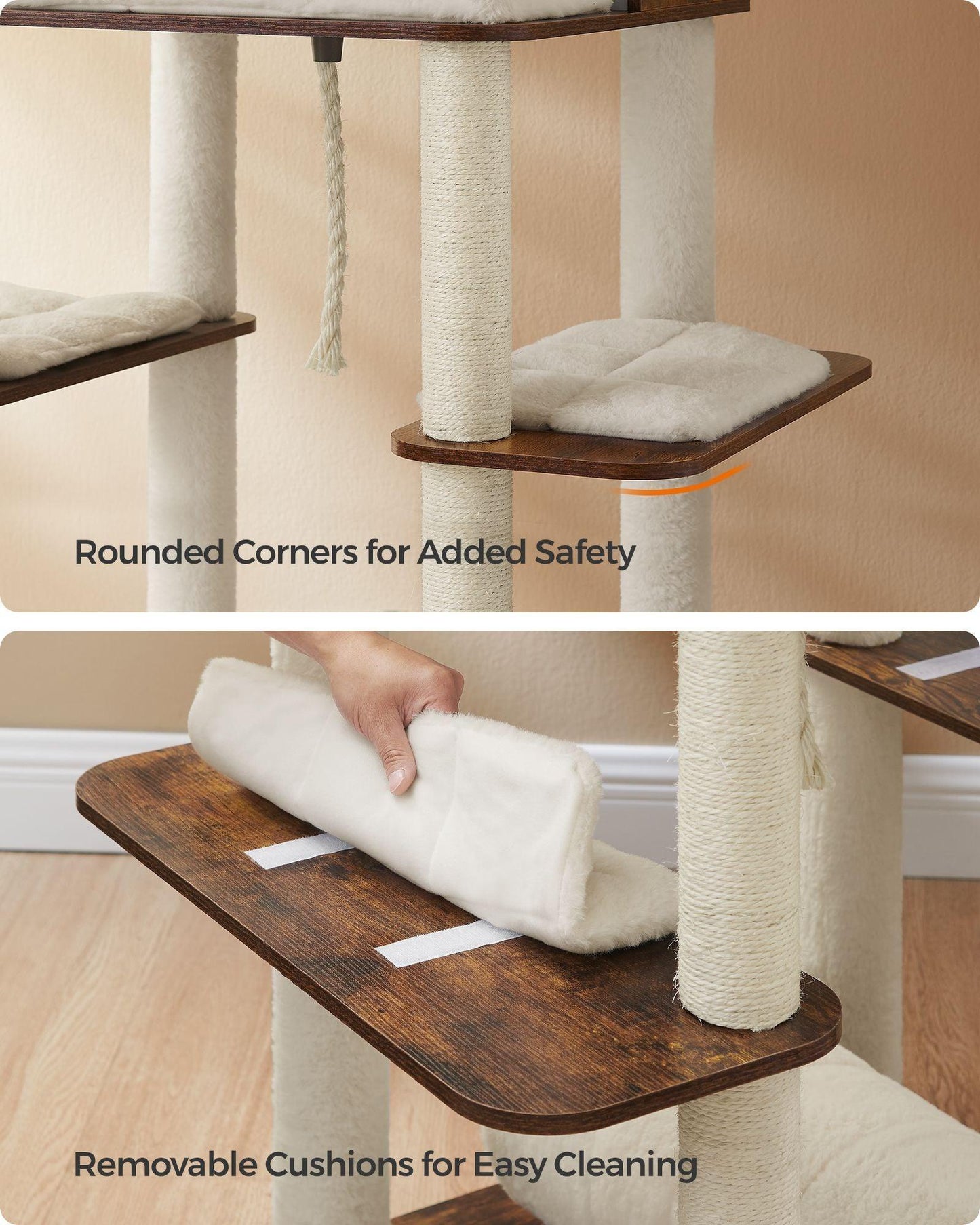 77.5" High Multi-Level Cat Tree Rustic Brown FredCo