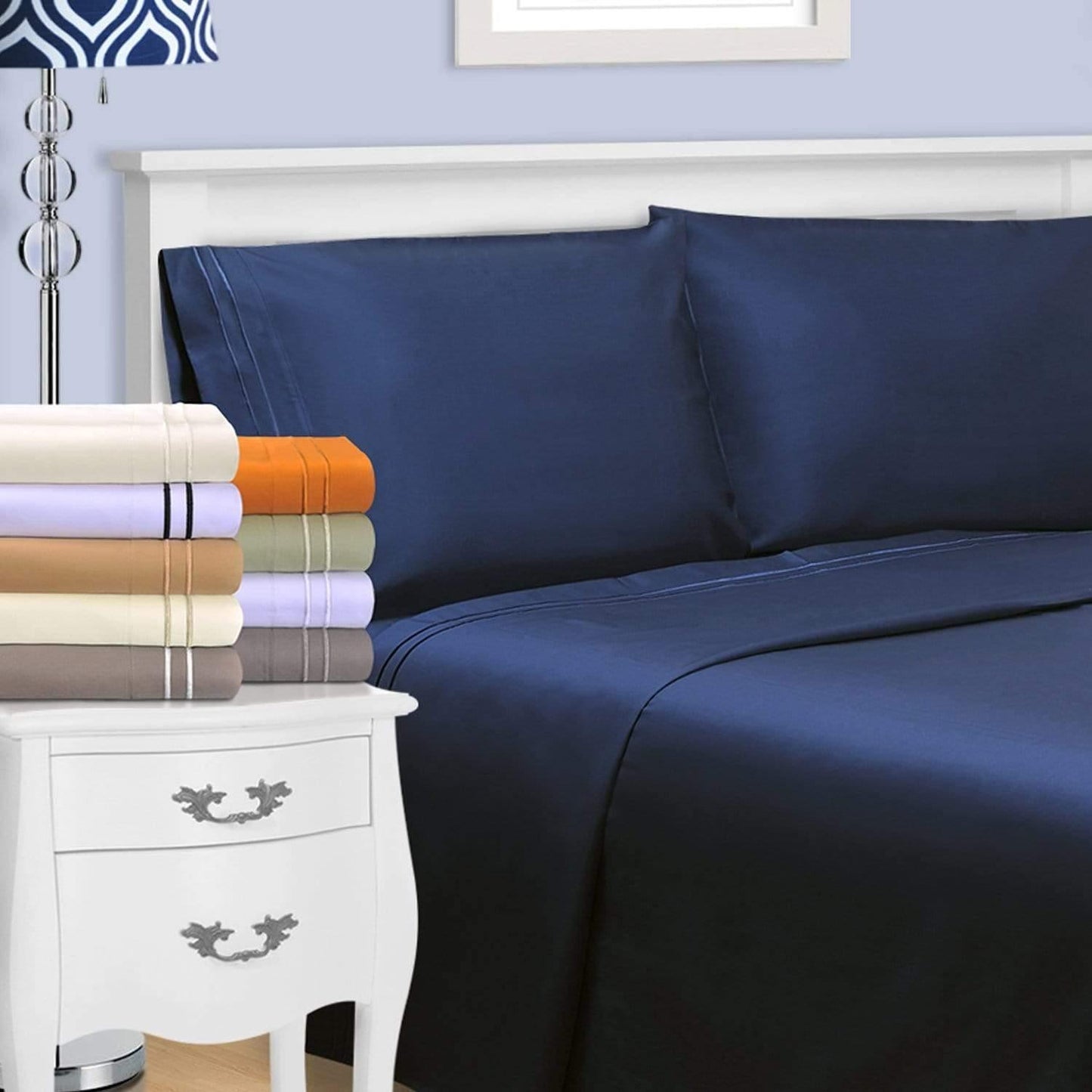 800-Thread Count 100% Egyptian Cotton Plush Deep Pocket Sheet Set FredCo