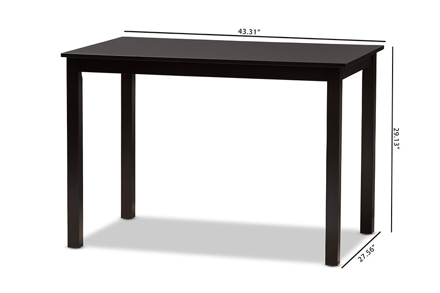 Baxton Studio Eveline Modern Espresso Brown Finished Wood 43-Inch Dining Table