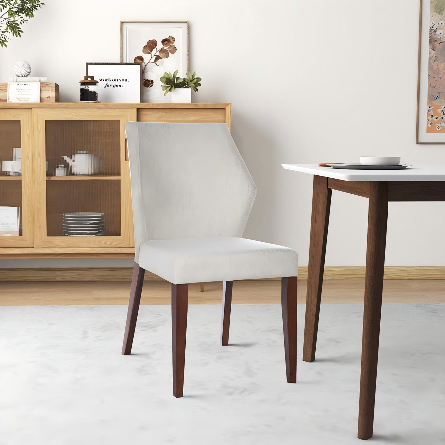 Luca Light Grey Fabric Dining Chair Set Of 2 - Comfortable Seating with Solid Wood Frame FredCo