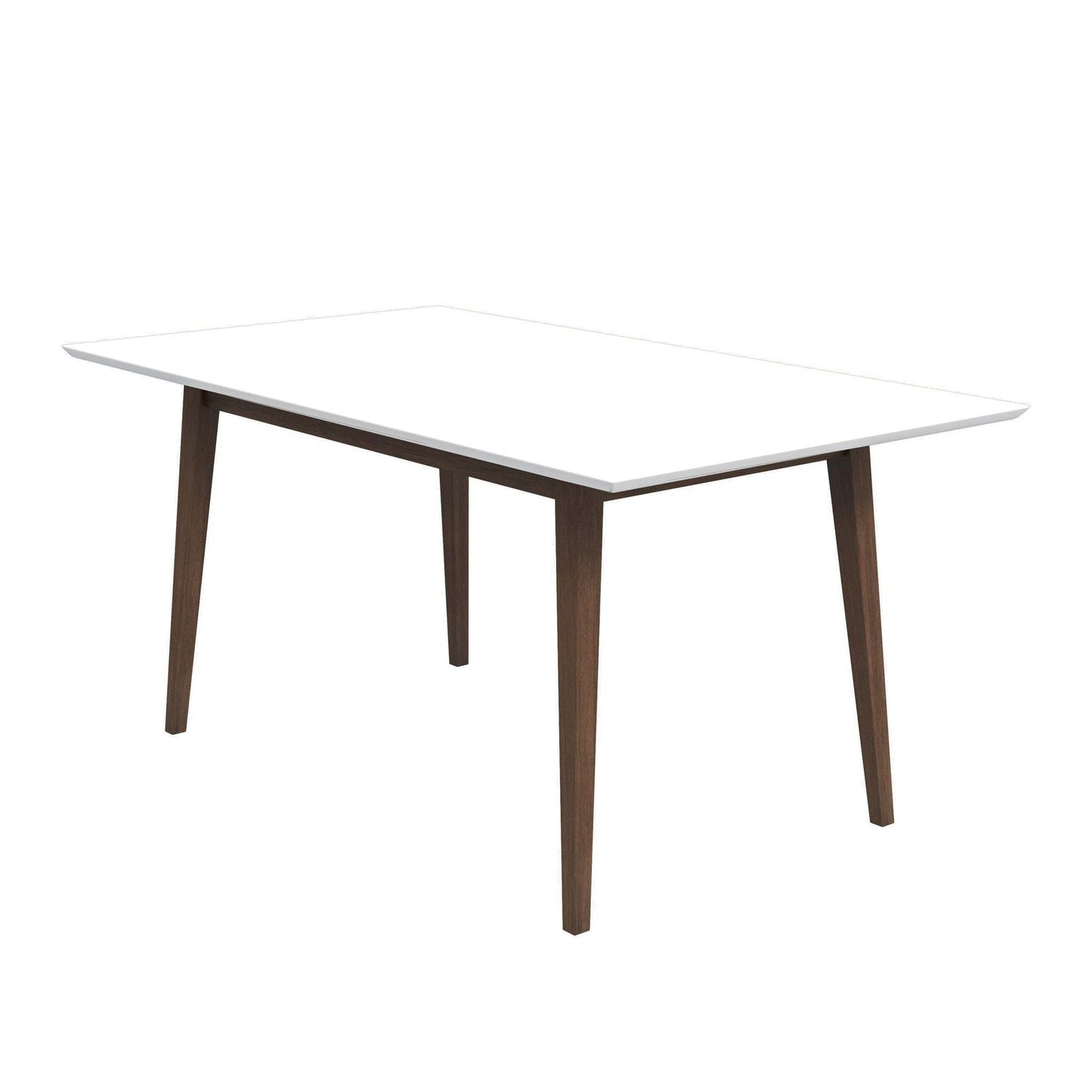 Modern rectangular dining table with white top and wooden legs from FredCo International