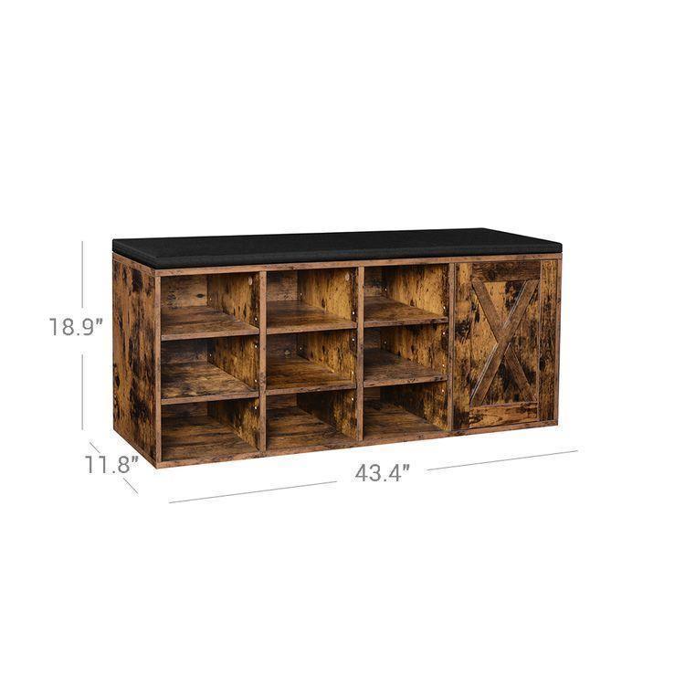 9 Compartments Shoe Bench Rustic Brown FredCo