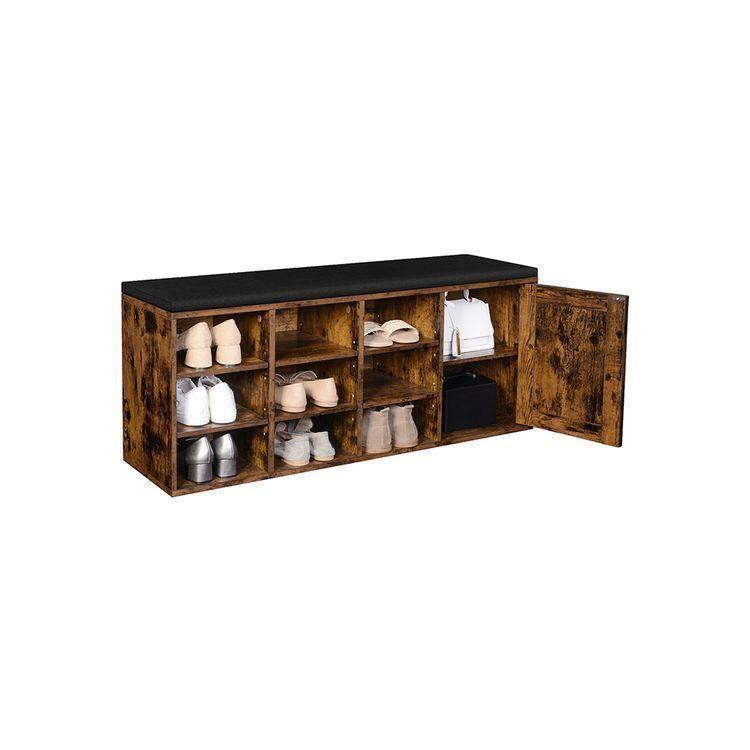 9 Compartments Shoe Bench Rustic Brown FredCo
